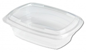 Ceci est un contenant rectangulaire transparent en APET avec un couvercle à charnière, doté d’un design profond et spacieux, idéal pour les portions généreuses ou le stockage alimentaire en vrac. La surface lisse et brillante offre une transparence exceptionnelle, garantissant une visibilité claire du contenu. La base est renforcée avec une texture nervurée pour une solidité structurelle et une meilleure stabilité. Les parois doucement courbées se rétrécissent harmonieusement vers un fond plat et encastré. Le couvercle attaché par charnière dispose d’une fermeture à pression sécurisée, assurant une étanchéité parfaite pour préserver la fraîcheur et éviter les fuites. Ce design fonctionnel et moderne est parfait pour l’emballage alimentaire à emporter, alliant durabilité et présentation esthétique.